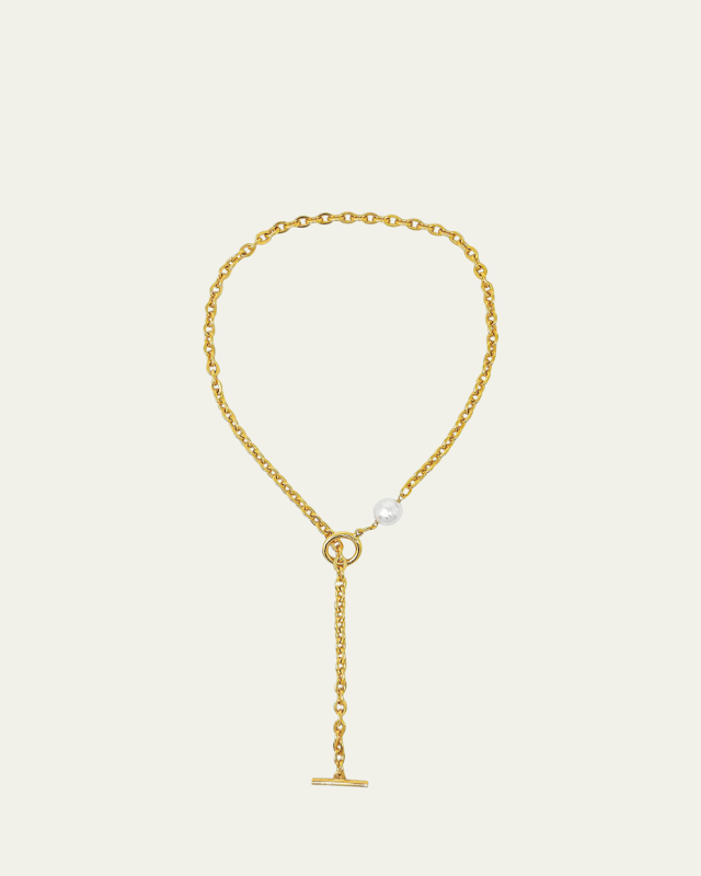 Chain Necklace with Pearly Glass